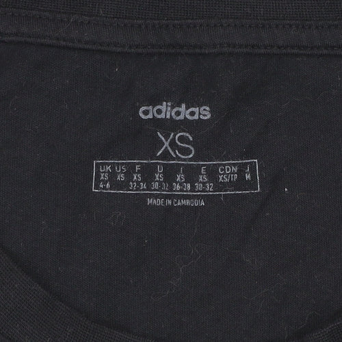 Adidas Women's Black XS Cotton Crew Neck Short Sleeve T-Shirt