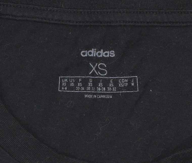 Adidas Women's Black XS Cotton Crew Neck Short Sleeve T-Shirt