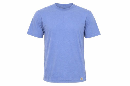 Front view of Carhartt Men's Blue Relaxed Fit Cotton Blend Crew Neck T-Shirt, size S