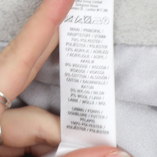 Wallis Women’s Grey Long Overcoat Size 12 Regular Fit Lined Wool Blend