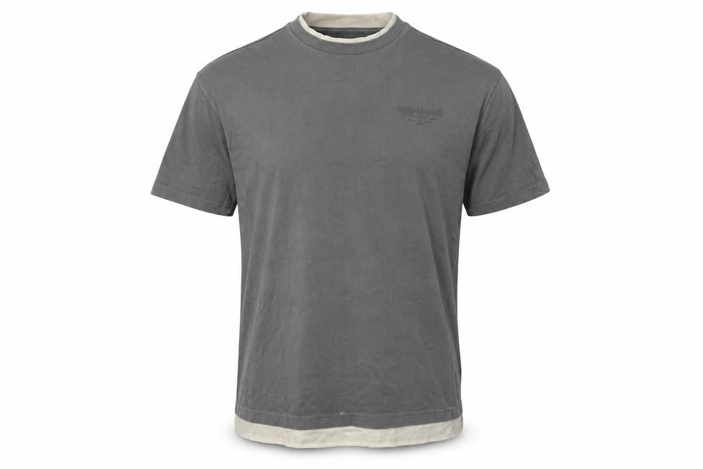 Front view of River Island Men's Grey Crew Neck Cotton T-Shirt, size S