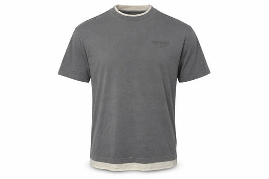 Front view of River Island Men's Grey Crew Neck Cotton T-Shirt, size S