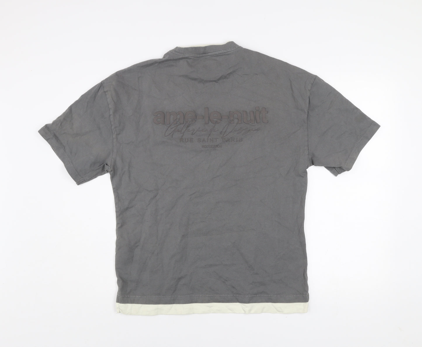 River Island Men's Grey Crew Neck Cotton T-Shirt Size S