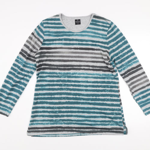Tigi Womens Multicoloured Striped Long Sleeve Pullover Jumper Size 14