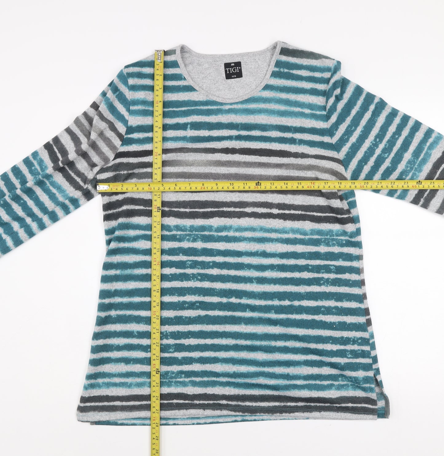 Tigi Womens Multicoloured Striped Long Sleeve Pullover Jumper Size 14
