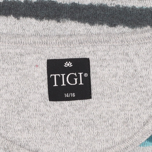 Tigi Womens Multicoloured Striped Long Sleeve Pullover Jumper Size 14