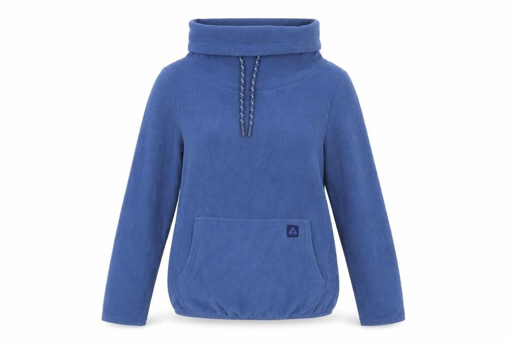 Front view of Ayacucho women’s blue cayley pullover fleece hoodie xs