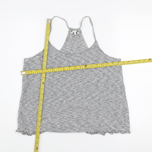 FatFace Women’s Grey Striped Cotton Spaghetti Strap Tank Top M