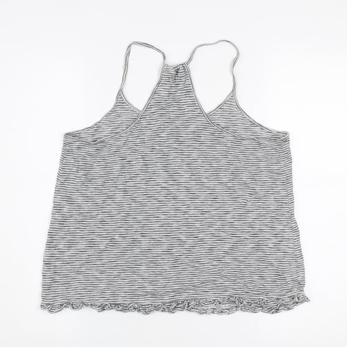 FatFace Women’s Grey Striped Cotton Spaghetti Strap Tank Top M