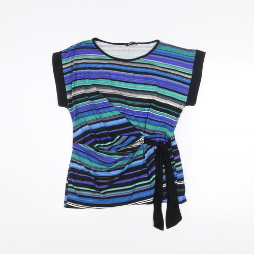 Roman Women’s Multicoloured Striped Wrap Blouse Size 12