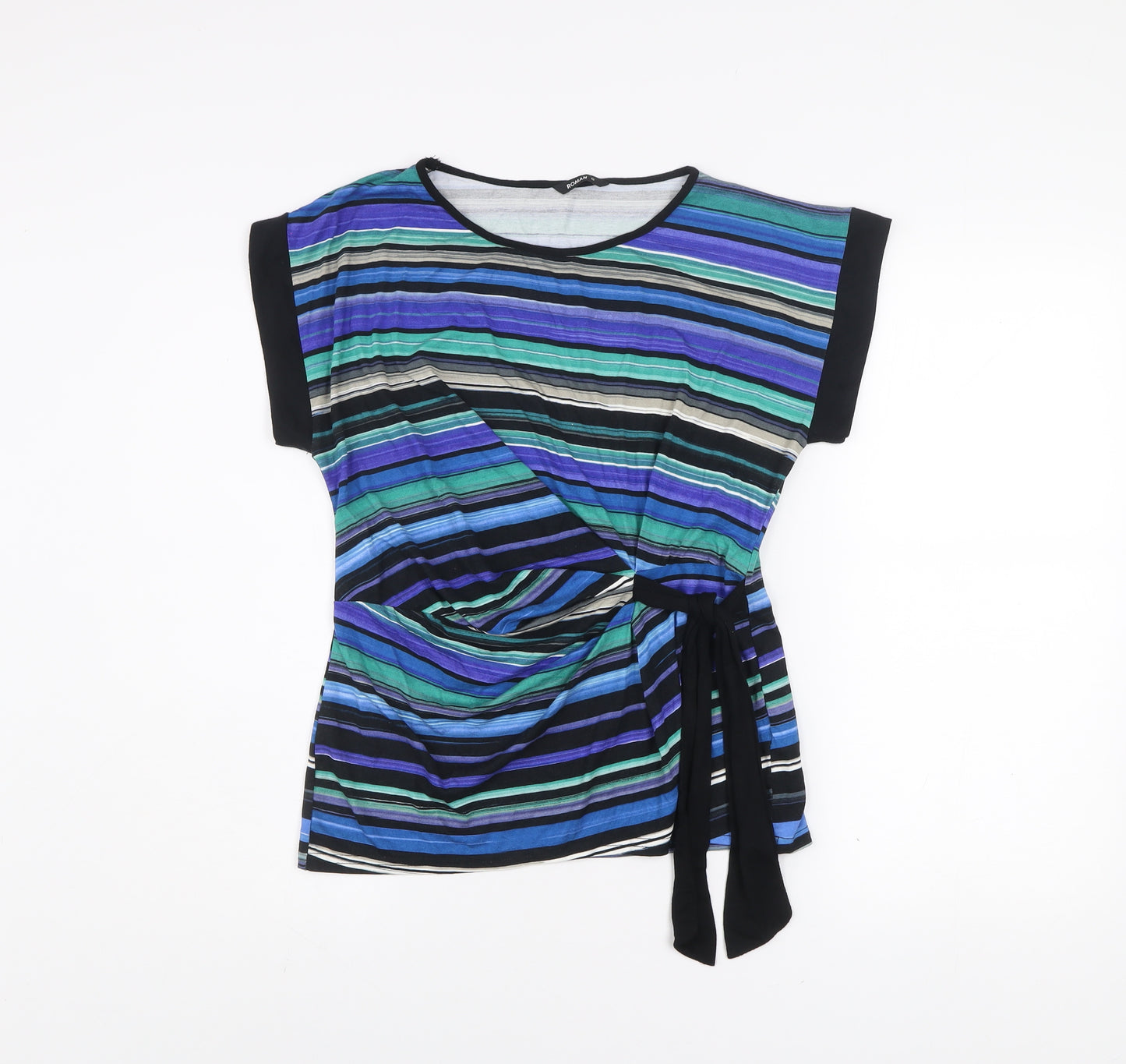 Roman Women’s Multicoloured Striped Wrap Blouse Size 12