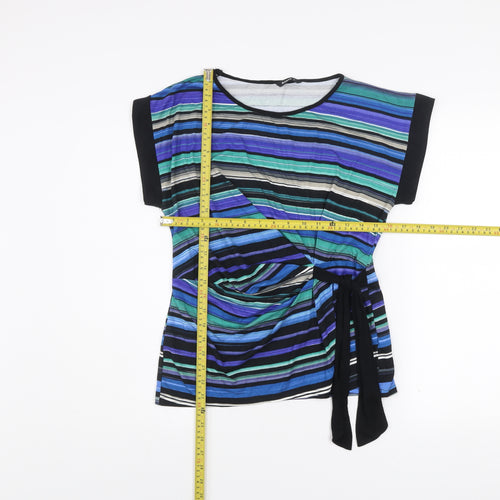 Roman Women’s Multicoloured Striped Wrap Blouse Size 12