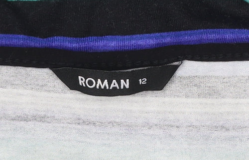 Roman Women’s Multicoloured Striped Wrap Blouse Size 12