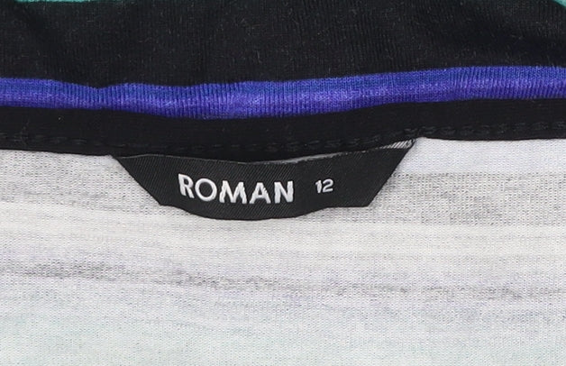 Roman Women’s Multicoloured Striped Wrap Blouse Size 12