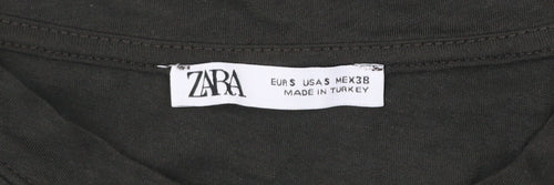 Zara Men Black Cotton Crew Neck Short Sleeve Regular Fit T-Shirt Size S