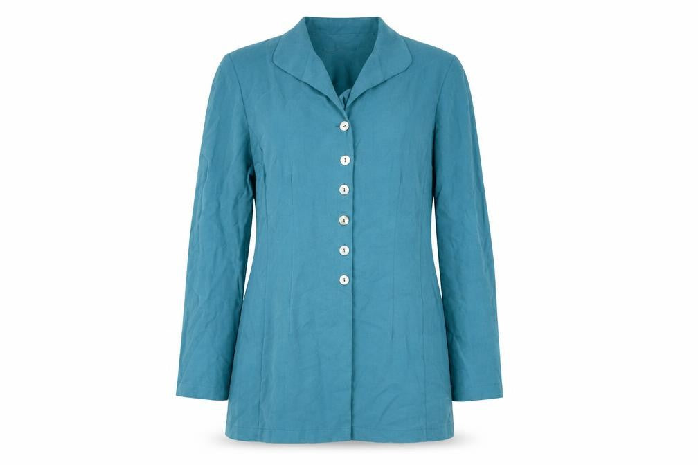 Front view of Richards Women’s Blue Long Blazer Jacket UK 12 Classic Modal