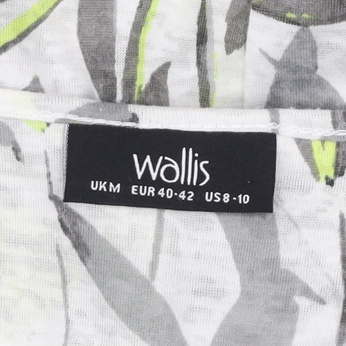 Wallis Women's Multicoloured Floral Cropped V-Neck Tie T-Shirt Size M