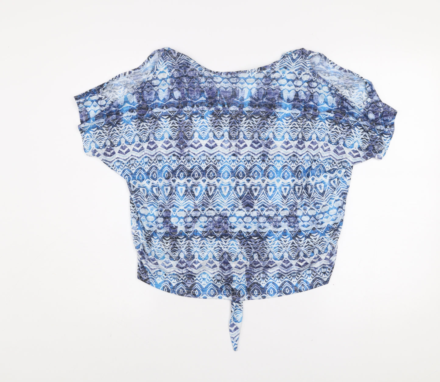Wallis Women Blue Petite Cropped Bohemian Tie Front Blouse M