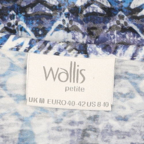 Wallis Women Blue Petite Cropped Bohemian Tie Front Blouse M
