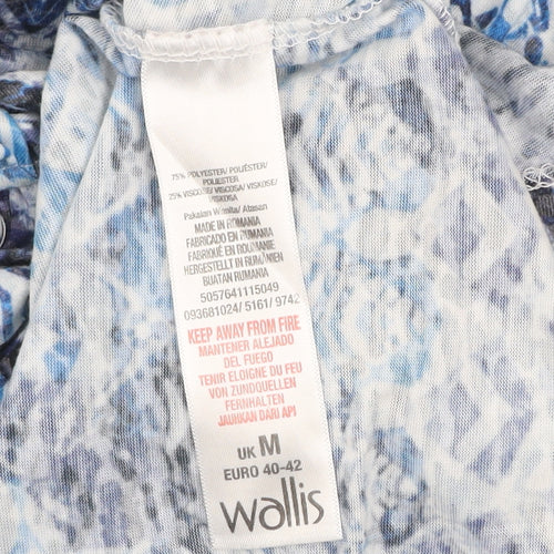 Wallis Women Blue Petite Cropped Bohemian Tie Front Blouse M
