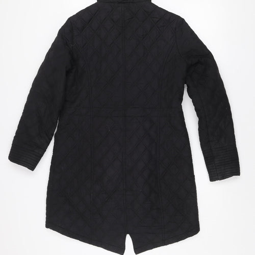 Tu Women's Black Quilted Long Coat Size 8 Lined Winter Jacket