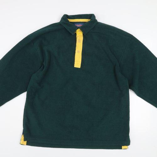 Tracker Mens Green Fleece Henley Sweatshirt Size L Outdoor Warm Top
