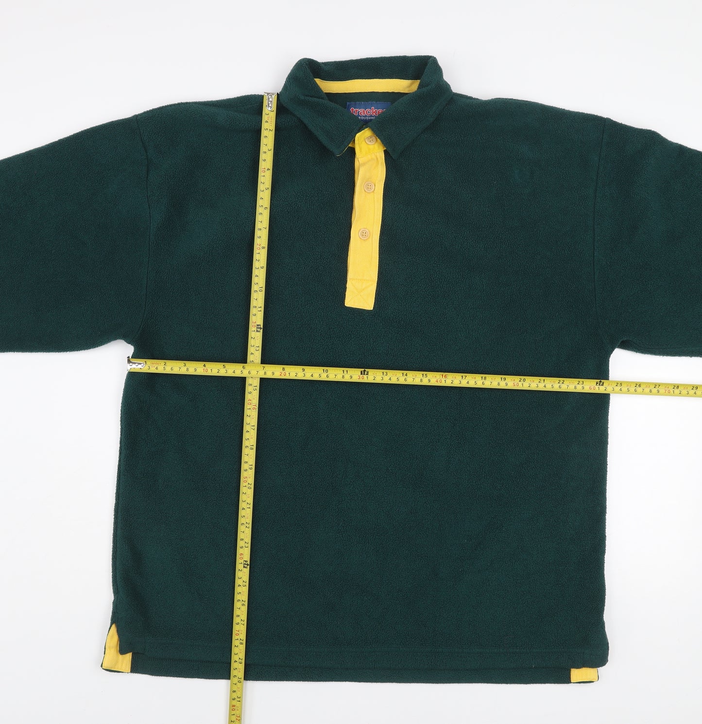 Tracker Mens Green Fleece Henley Sweatshirt Size L Outdoor Warm Top