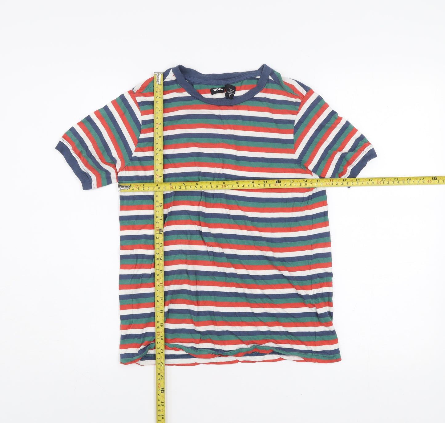 BDG Women's Multicoloured Striped Ringer T-Shirt Size S