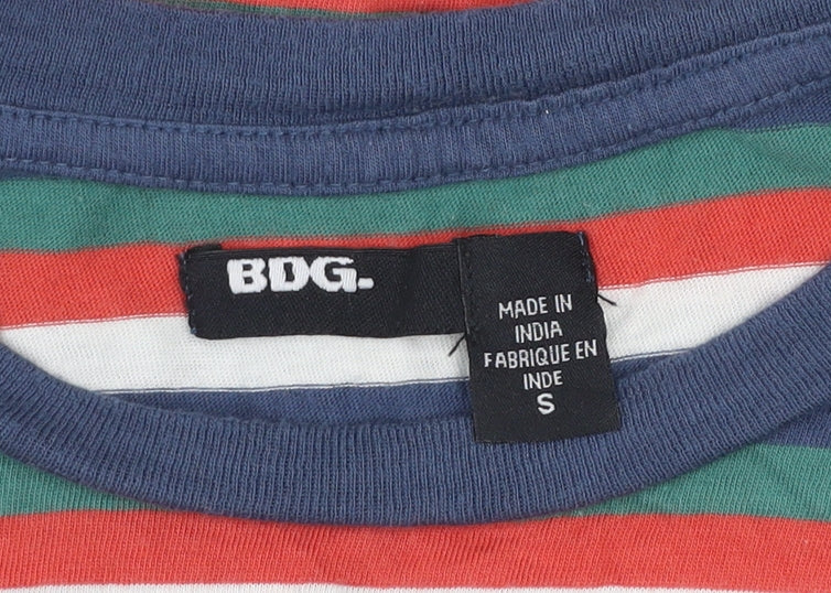 BDG Women's Multicoloured Striped Ringer T-Shirt Size S