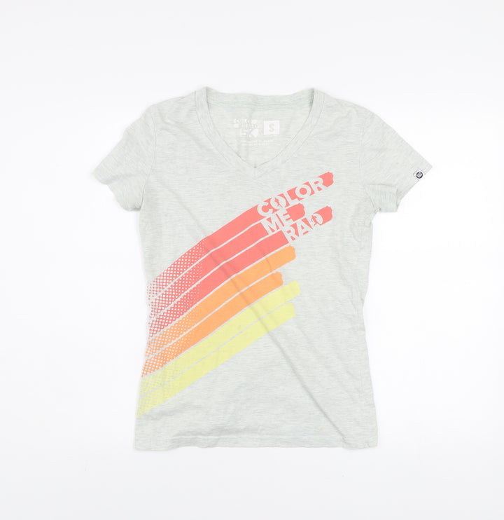 Color Me Rad Grey V-Neck Short Sleeve Sports Graphic Men's T-Shirt Size S