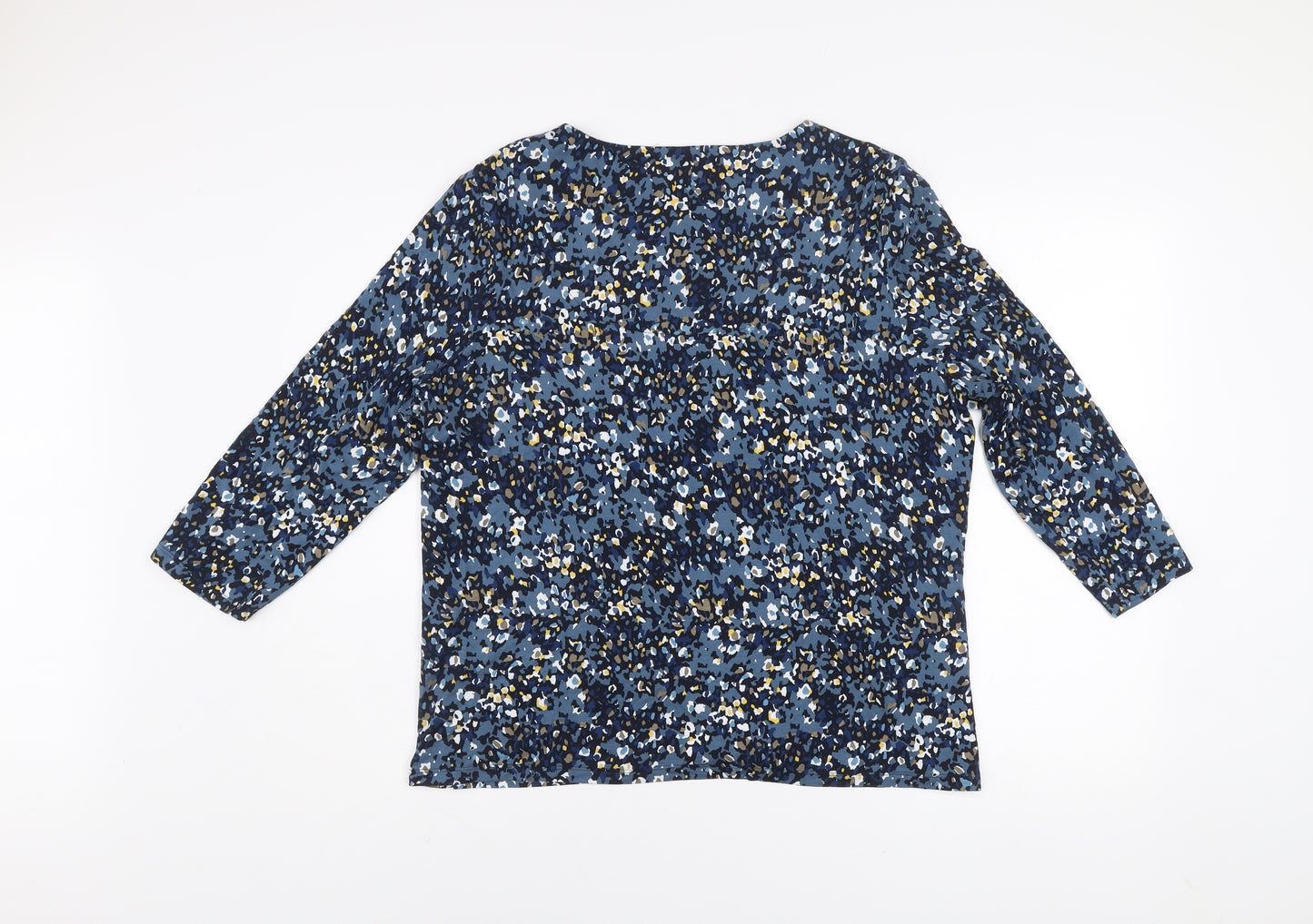 Country Casuals Women's Blue Floral Tunic Blouse Size L 3/4 Sleeve