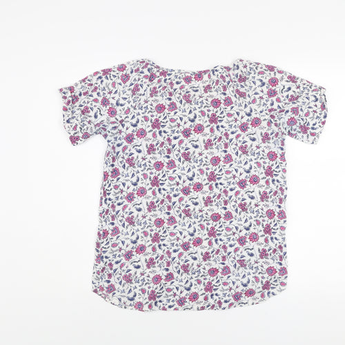 FatFace Women’s Ivory Floral Cotton Tunic Blouse Size 10 Short Sleeve