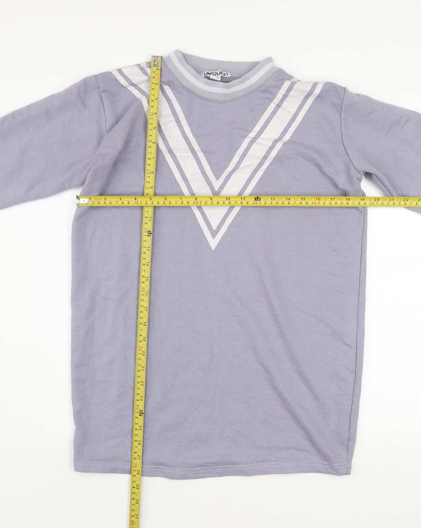 UNIQUE21 Women Grey Long Sleeve T-Shirt Dress Size 8