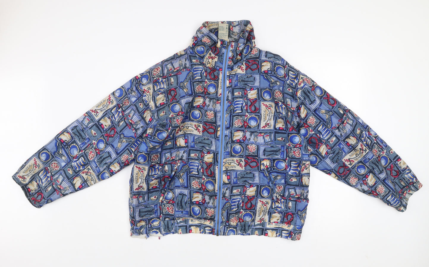 Outbrook Unisex Blue Nautical Silk Windbreaker Jacket M