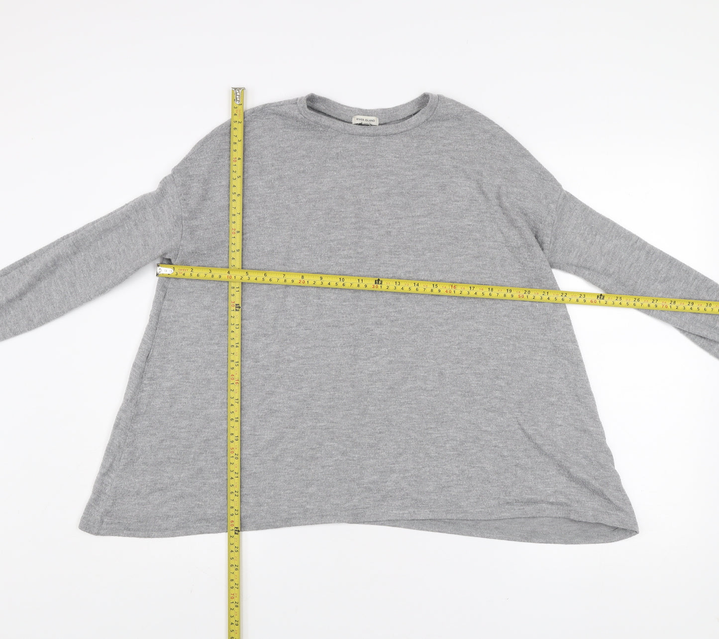 River Island Women’s Grey Crew Neck Long Sleeve Pullover Jumper Size 8