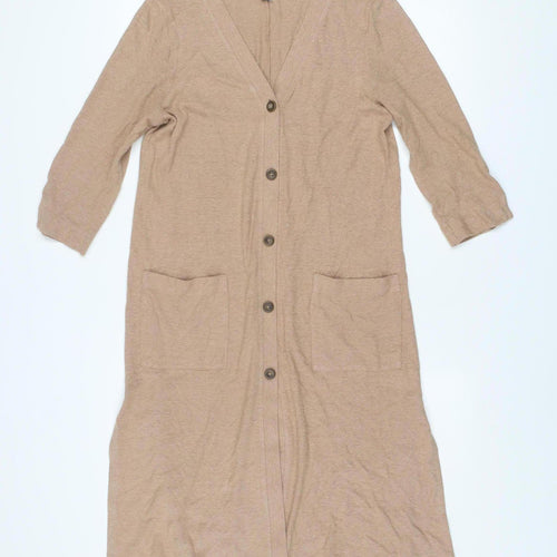 Pure Jill Women's Beige XS V-Neck 3/4 Sleeve Long Cardigan