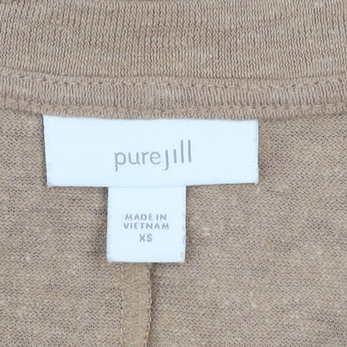 Pure Jill Women's Beige XS V-Neck 3/4 Sleeve Long Cardigan