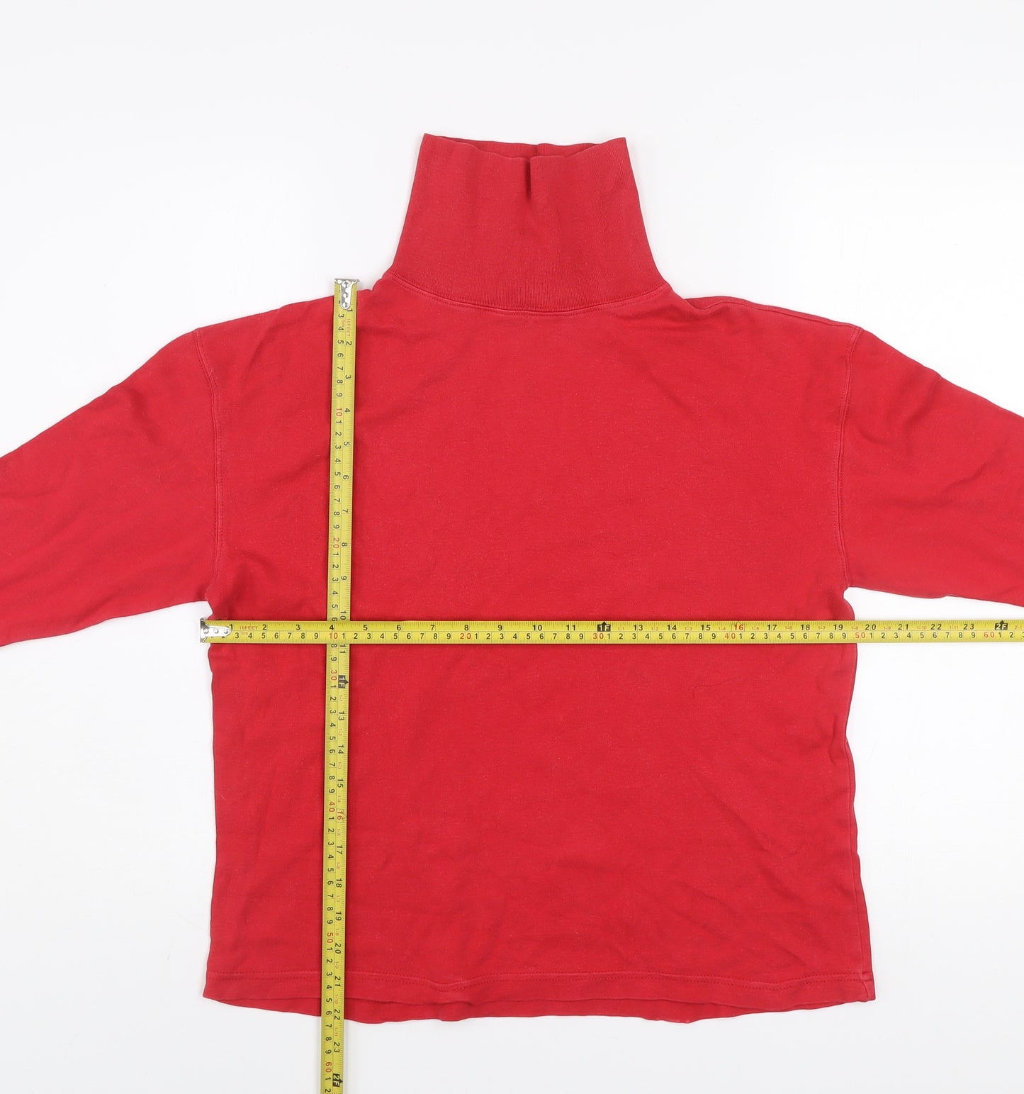 Richards Mens Red Cotton Long Sleeve Roll Neck Top Size S