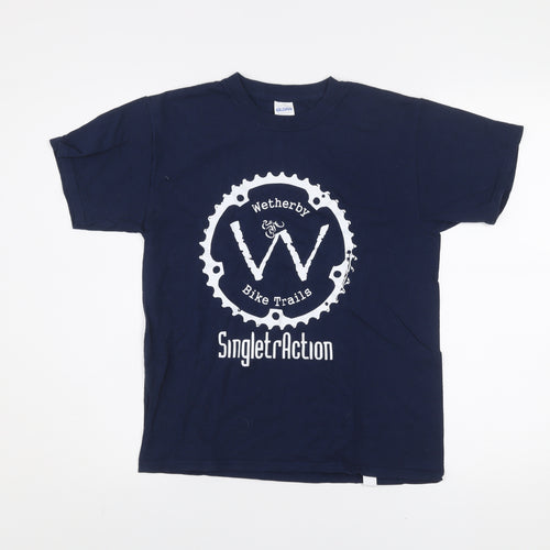 Gildan Teens Blue Wetherby Bike Trails Graphic T-Shirt M