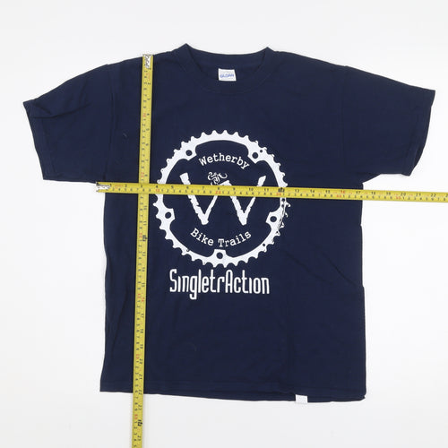Gildan Teens Blue Wetherby Bike Trails Graphic T-Shirt M