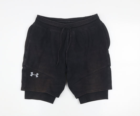 Under Armour Men's Black Sweat Shorts L HeatGear Fleece Athletic