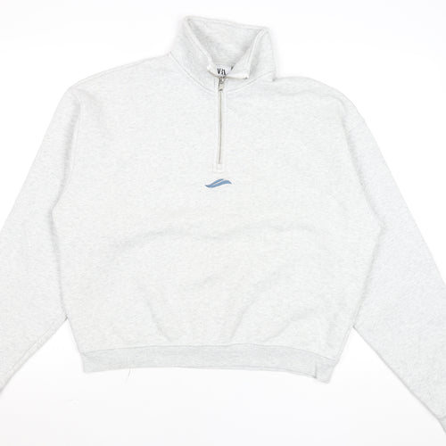 Zara Men's Grey 1/2 Zip Sweatshirt S Retro Fleece Pullover