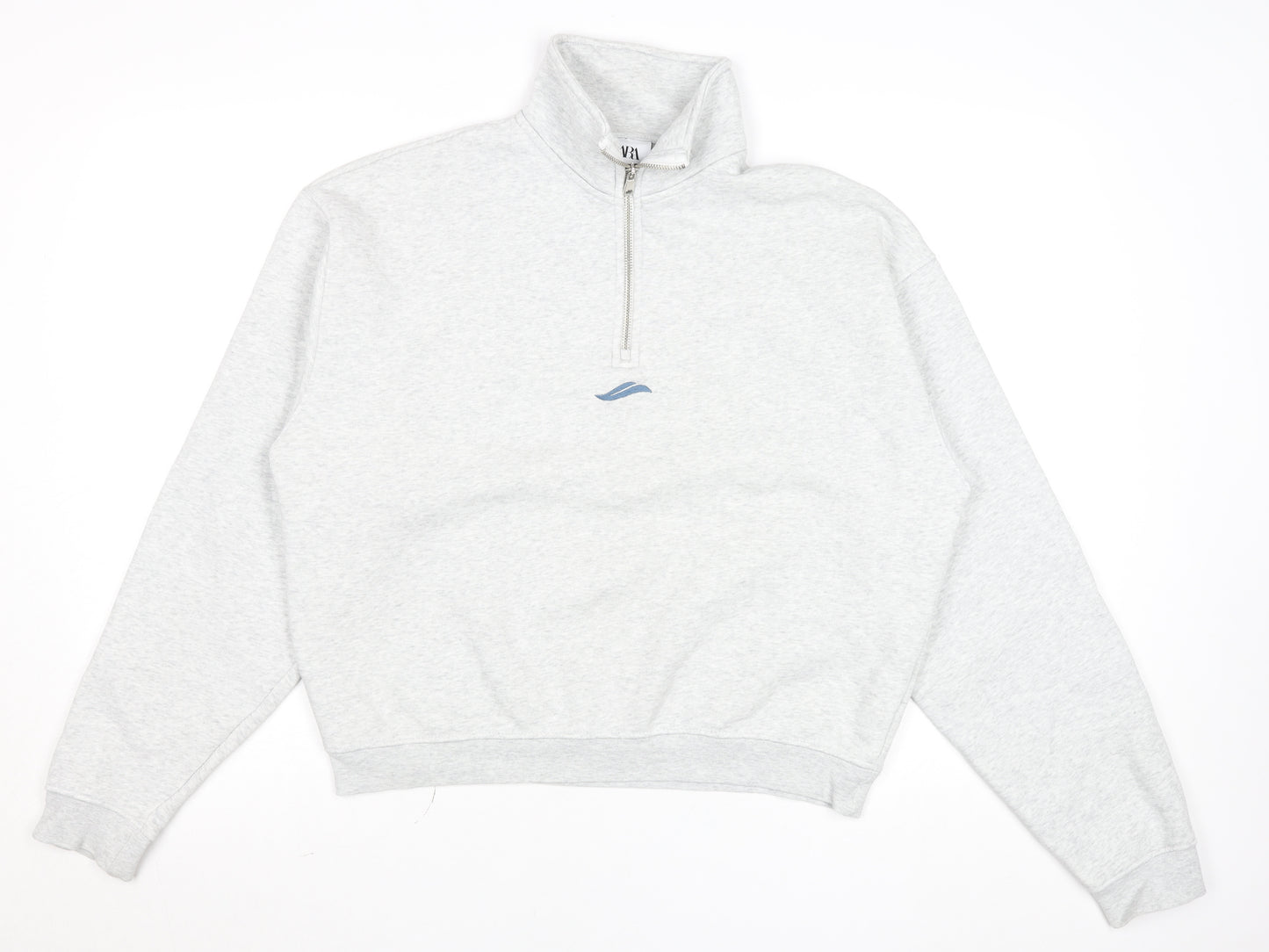 Zara Men's Grey 1/2 Zip Sweatshirt S Retro Fleece Pullover