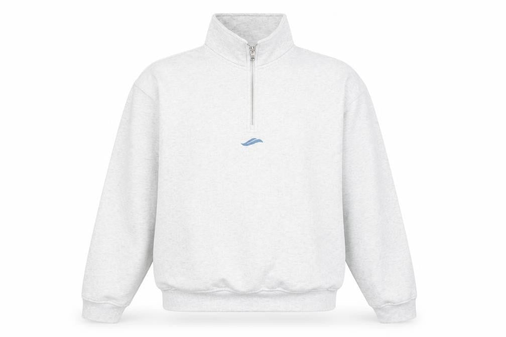 Front view of Zara Men's Grey 1/2 Zip Sweatshirt S Retro Fleece Pullover