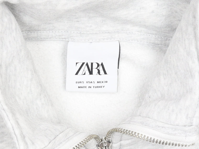 Zara Men's Grey 1/2 Zip Sweatshirt S Retro Fleece Pullover