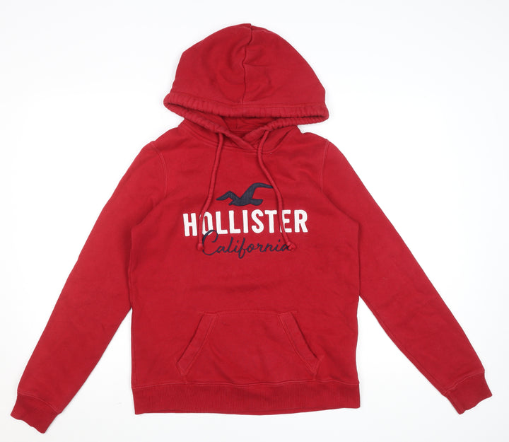Hollister Men's Red Pullover Hoodie Size S Embroidered Logo Fleece
