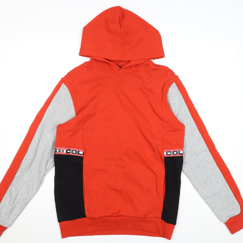 Benetton Boys Red Colourblock Hoodie Size 3XL Cotton Blend Pullover