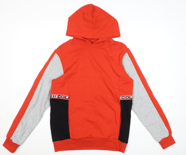 Benetton Boys Red Colourblock Hoodie Size 3XL Cotton Blend Pullover
