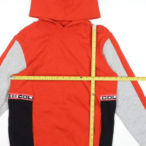 Benetton Boys Red Colourblock Hoodie Size 3XL Cotton Blend Pullover