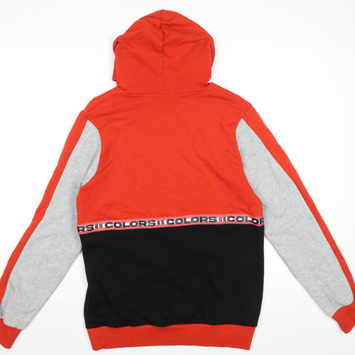 Benetton Boys Red Colourblock Hoodie Size 3XL Cotton Blend Pullover
